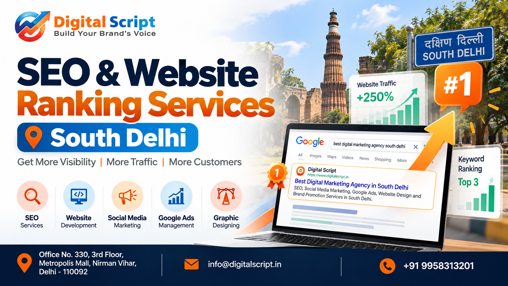 Website Ranking & SEO Services in South Delhi: Saket, Kalkaji, Hauz Khas & Delhi NCR